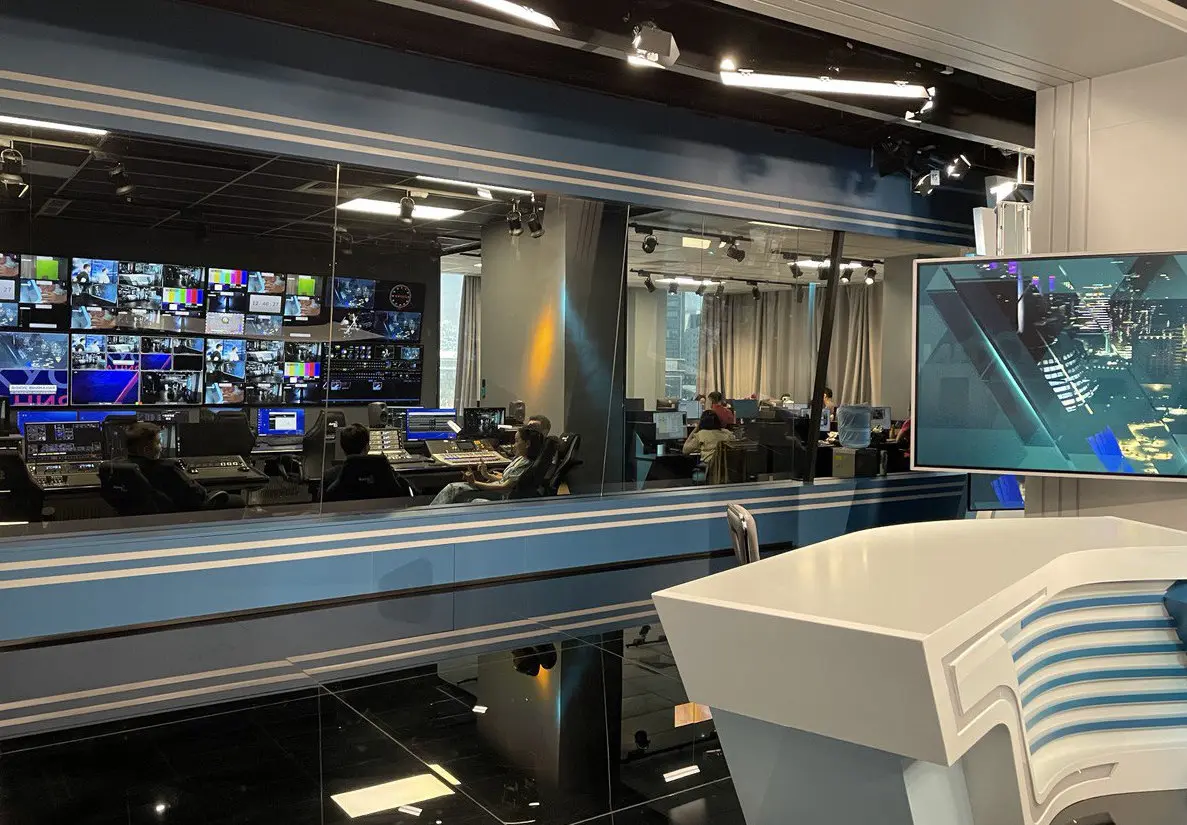 View of studio and control room