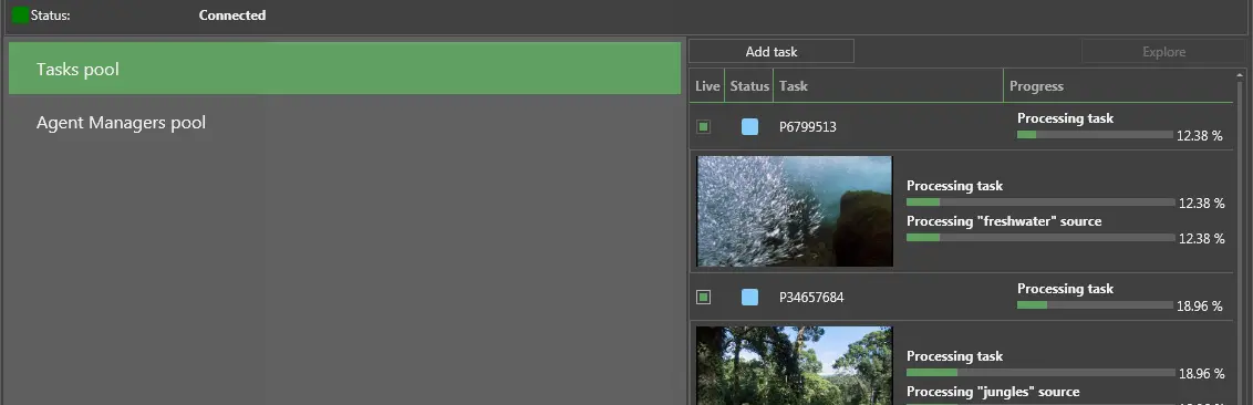 check live feedback and progress of any running task